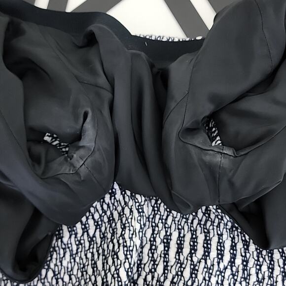 Tory Burch Marbled Woven Tweed V-Neck A-Line Black White Navy Dress 0 - Picture 10 of 15